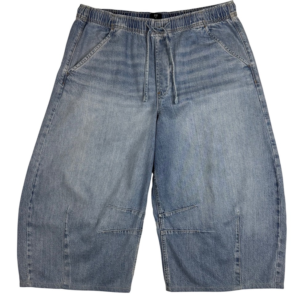 Gap Horseshoe Easy Ultrasoft Denim Jeans Barrel Leg Relaxed Women XL Blue Chic
